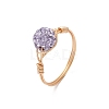 Handmade Polymer Clay Rhinestone Finger Rings for Women RJEW-JR00920-02-4