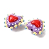 Baking Paint Glass Bumpy Beads Heart LAMP-V001-09G-6