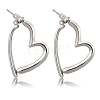 Brass Heart Dangle Stud Earrings with 925 Sterling Silver Pins for Women JE1091B-1