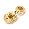 304 Stainless Steel Red Enamel European Dangle Charms STAS-D153-23G-2