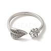 Leaf Rhodium Plated 925 Sterling Silver Micro Pave Cubic Zirconia Open Cuff Ring Settings STER-NH0001-65P-2