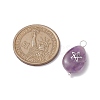 6Pcs 6 Styles Natural Green Aventurine & Rose Quartz & Amethyst Pendants PALLOY-JF02765-2