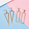 2 Pairs 2 Style 316 Surgical Stainless Steel Hollow Out Triangle & Rectangle Dangle Stud Earrings EJEW-AN0001-86-7
