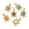 Brass Pendants Micro Pave Cubic Zirconia with Synthetic Opal KK-K356-07G-1