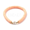 Handmade Polymer Clay Heishi Beads Stretch Bracelets Set with Heart Patter Beads for Women BJEW-JB07450-8