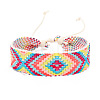 Cotton Braided Rhombus Cord Bracelet with Wax Ropes PW-WG62422-06-1