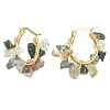 Natural Moss Agate Chips Braided Hoop Earrings EJEW-JE04940-20-1