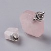 Rhombus Natural Rose Quartz Perfume Bottle Pendants G-H241-01B-P-2