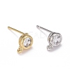 12Pcs 2 Colors Brass Cubic Zirconia Stud Earring Findings KK-LS0001-14-1