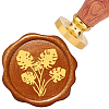 Brass Wax Seal Stamp with Rosewood Handle AJEW-WH0412-0003-1