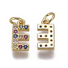 Brass Micro Pave Cubic Zirconia Charms ZIRC-L070-38E-G-2