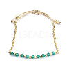 Adjustable Glass Beaded & Brass Chains Link Bracelet for Women BJEW-O187-12-2
