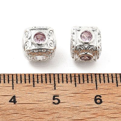 Brass Micro Pave Cubic Zirconia Beads KK-R216-17P-03-1