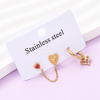 304 Stainless Steel Heart Stud Earring & Hoop Earring Sets EJEW-K268-93G-01-4-1