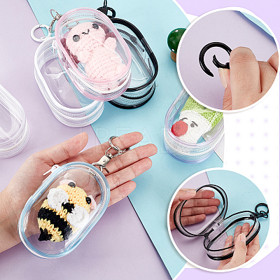 6Pcs 6 Colors Portable Travel Transparent Plastic Zipper Bags with Alloy Clasps ABAG-GA0001-29B-1