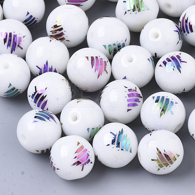 Christmas Opaque Glass Beads X-EGLA-R113-02D-1