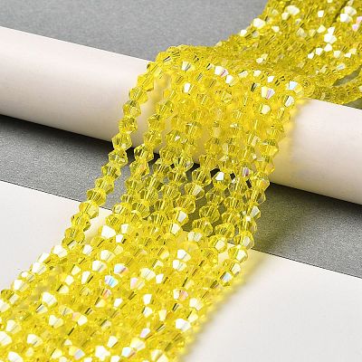 Transparent Electroplate Glass Beads Strands EGLA-A039-T4mm-B21-1