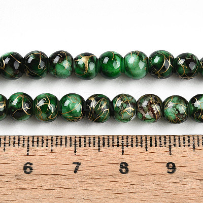 Baking Paint Glass Beads Strands DGLA-N003-6mm-B09-1