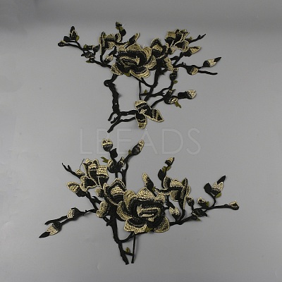 Flower & Branch Pattern Polyester Fabrics Computerized Embroidery Cloth Sew on Appliques PATC-WH0009-05C-1