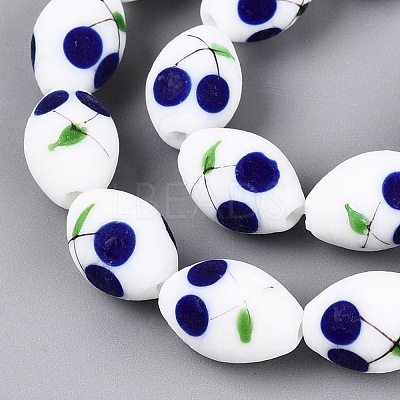 Frosted Handmade Lampwork Beads Strands LAMP-N037-03A-1