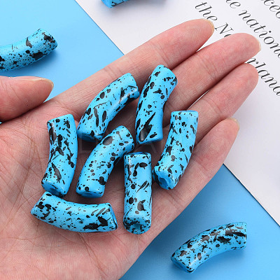 Opaque Spray Painted Acrylic Beads MACR-S372-001F-B07-1