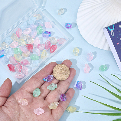 80Pcs 10 Colors Transparent Spray Paint Glass Beads GLAA-SC0003-33-1