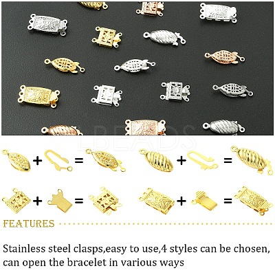 16Sets 16 Styles 304 Stainless Steel Box Clasps STAS-YW0003-04-1