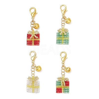 4Pcs Christmas Gift Handmade Glass Seed Beads Pendant Decoraitons HJEW-MZ00350-1