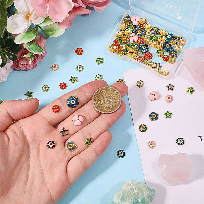 96Pcs 16 Styles Alloy Enamel Bead Caps FIND-CA0011-46-1