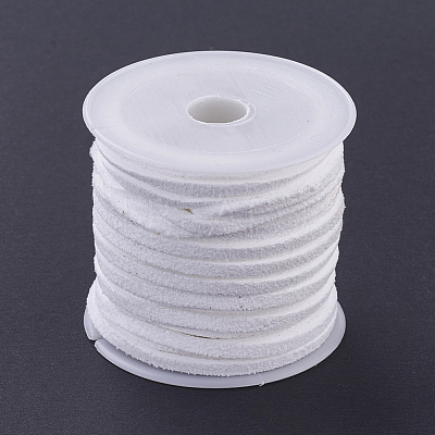 3x1.5mm White Flat Faux Suede Cord X-LW-R003-21-1