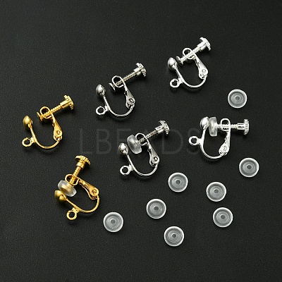 12Pcs 3 ColorS Brass Screw On Clip-on Earring Findings KK-FS0001-32-1