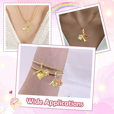 5Pcs 5 Styles Brass Micro Pave Clear Cubic Zirconia European Dangle Charms FIND-CJ0005-20-1