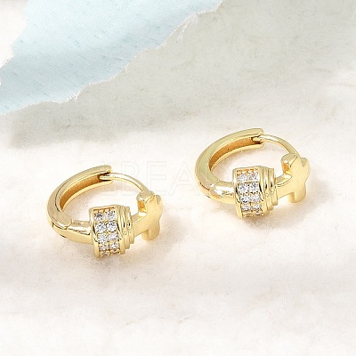Cross Brass Micro Pave Cubic Zirconia Hoop Earrings KK-CBAEEA8-37G-1