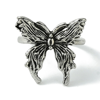 Butterfly Alloy Open Rings for Women RJEW-K275-45AS-1