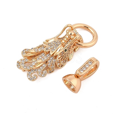 Brass Micro Pave Cubic Zirconia Fold Over Clasps KK-L223-003G-1