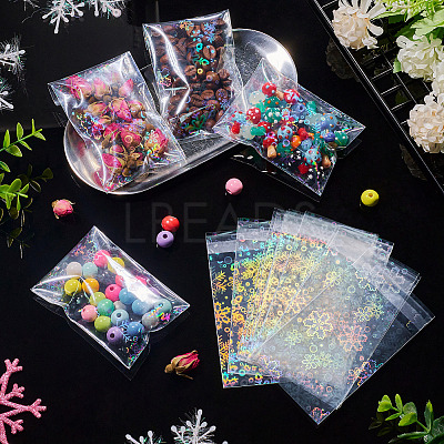 50Pcs Double Face Laser Rectangle PE Cellophane Bags ABAG-TAC0013-14A-1