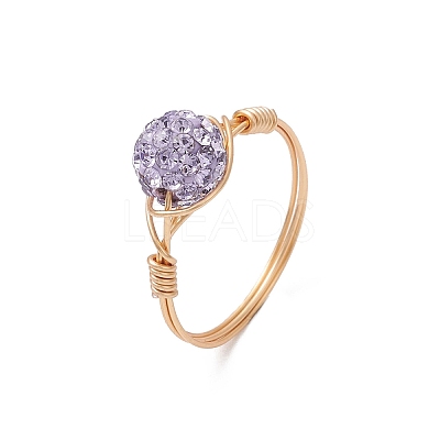 Handmade Polymer Clay Rhinestone Finger Rings for Women RJEW-JR00920-02-1