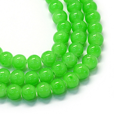 Baking Paint Imitation Jade Glass Round Bead Strands X-DGLA-Q021-8mm-09-1