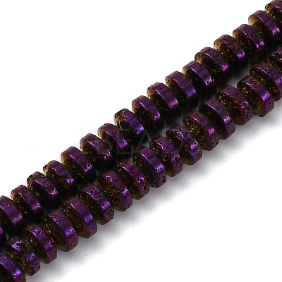 Electroplated Natural Lava Rock Beads Strands G-A256-E01-01I-1