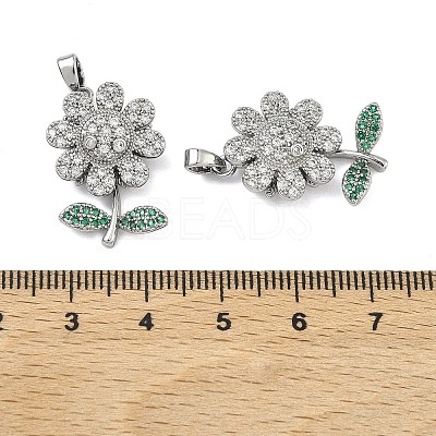 Brass Micro Pave Cubic Zirconia Rotatable Pendants KK-A287-11E-P-1
