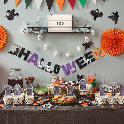 Halloween Decoration Paper Flag Banners DIY-WH0453-12B-1