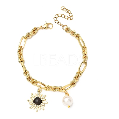 Cat Eye Charm Bracelets BJEW-JB12420-03-1