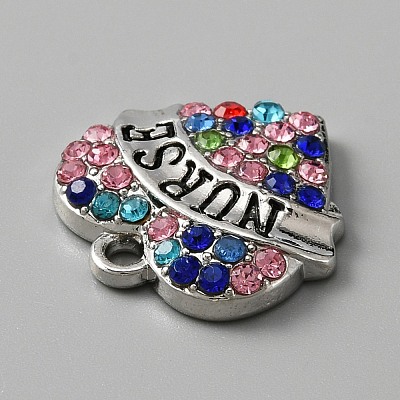 Alloy Rhinestone Pendants ALRI-WH0008-19F-1