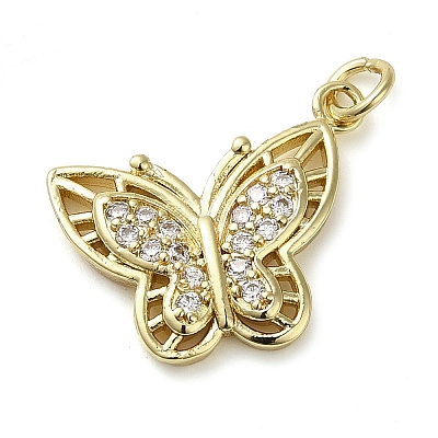 Brass Micro Pave Clear Cubic Zirconia Pendants KK-U005-01I-G-1