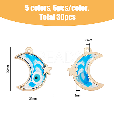 30Pcs 5 Colors Alloy Enamel Pendants ENAM-HY0001-05-1