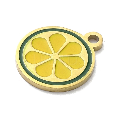 304 Stainless Steel Fruit Enamel Pendants STAS-G362-04G-03-1