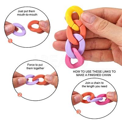 Opaque Spray Painted Acrylic Linking Rings OACR-S036-001B-I-2-1