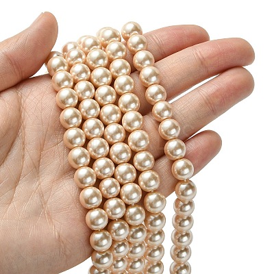 Eco-Friendly Glass Pearl Beads Strands HY-A008-8mm-RB092-1