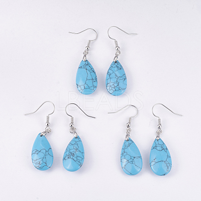 Natural & Synthetic Mixed Stone Dangle Earrings EJEW-P150-A-1