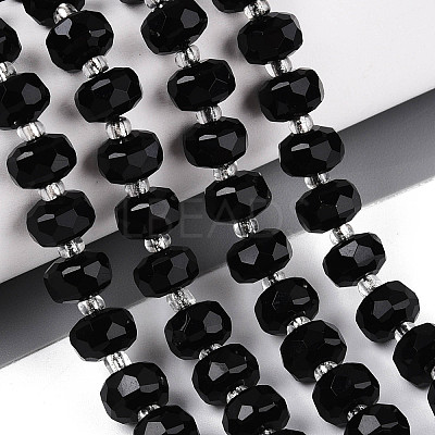 Natural Black Onyx(Dyed & Heated) Beads Strands G-N327-08A-01-1